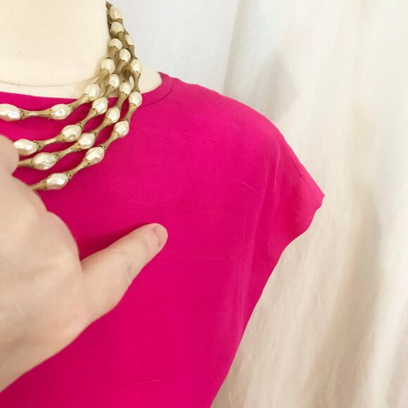 Vintage 80s 90s Bill Blass Dress Silk Sarong Mini Wrap Fushia Pink - Picture 6 of 7